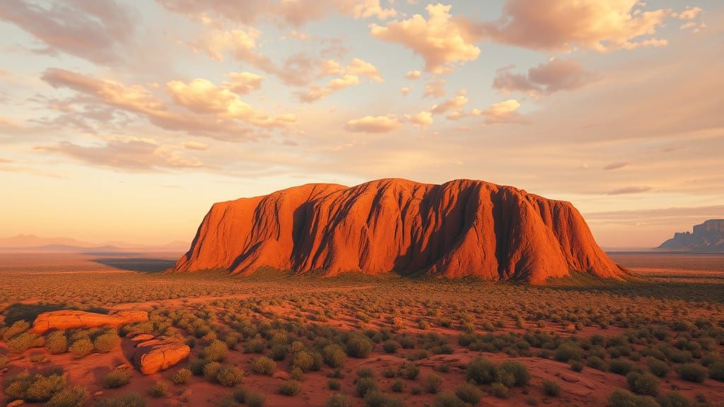 Uluru Monolith in Australian Outback, 3D Cinematic Render