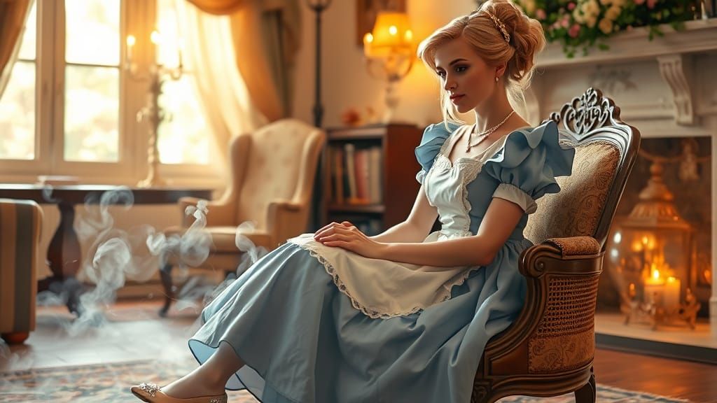 Cinderella in a Whimsical Parlor Scene