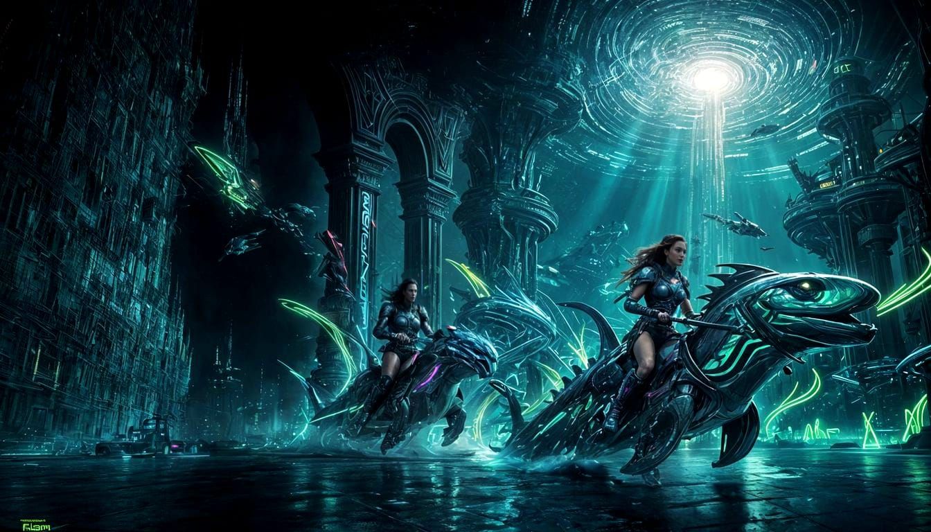 Bioluminescent Atlantis: Dazzling Metropolis Under the Sea
