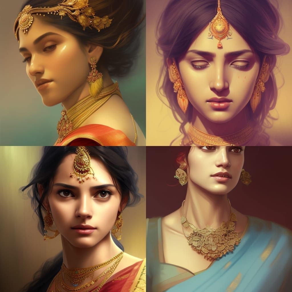 Beautiful Woman in Saree: Hyperdetailed Portrait