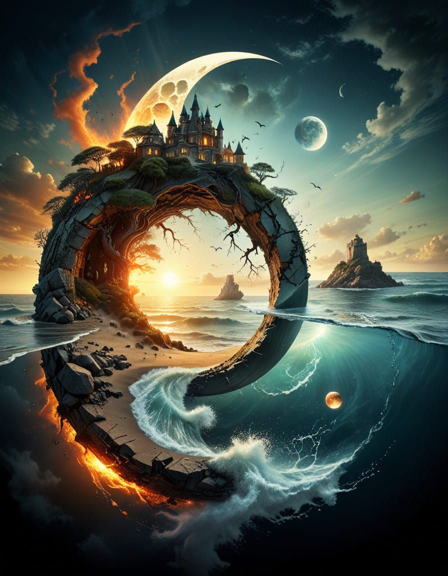 Ethereal Surreal Scene within Cracked Open Cosmic Gate