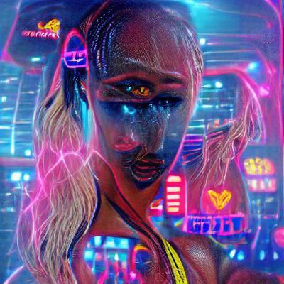 Neon Cyberpunk Cityscape in Synthwave Style