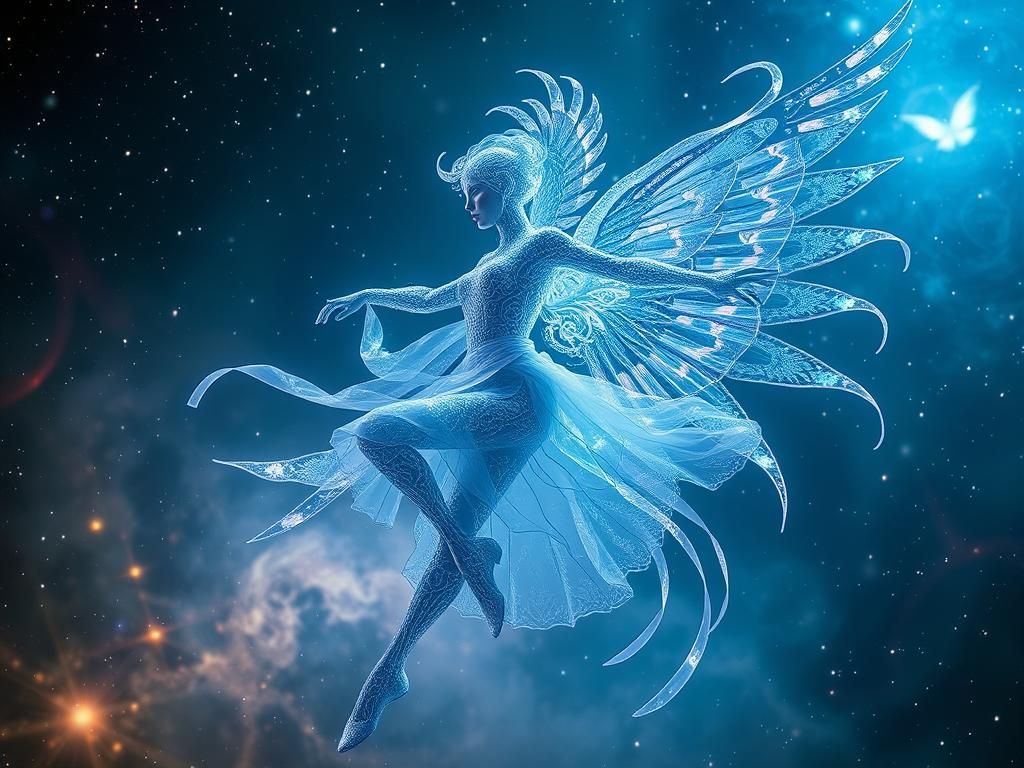 Holographic Ribbon Dancer in Cosmic Holopunk Design