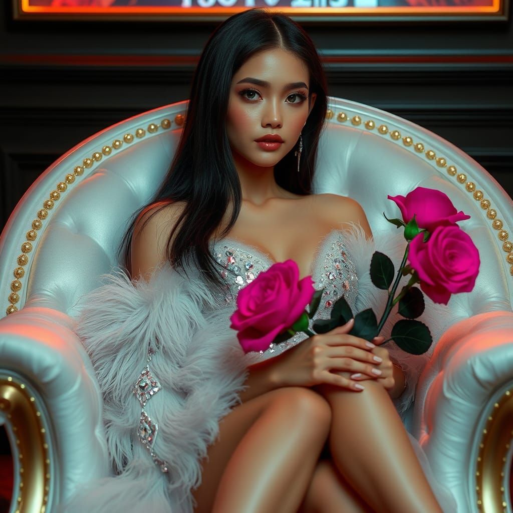 Charming Asian Woman in Glamour Photography Style