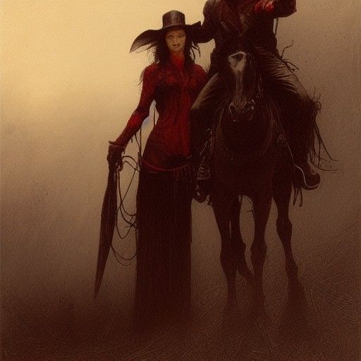 Cowboy Vampire Couple in Realistic Horror Style