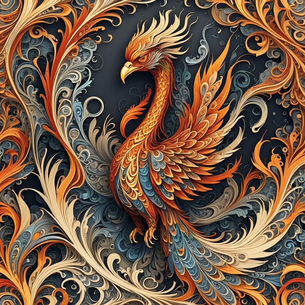 Phoenix Rising: Abstract Vector Fractal Art