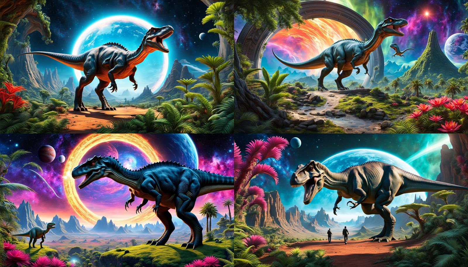 Dinosaur's Interdimensional Journey to an Alien Planet