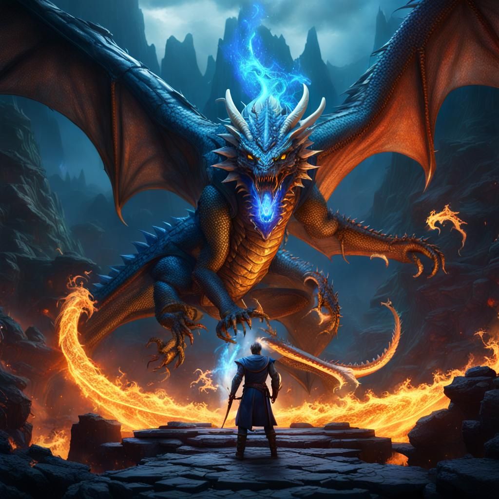 Dragon and Ninja Duel: Fantasy Concept Art