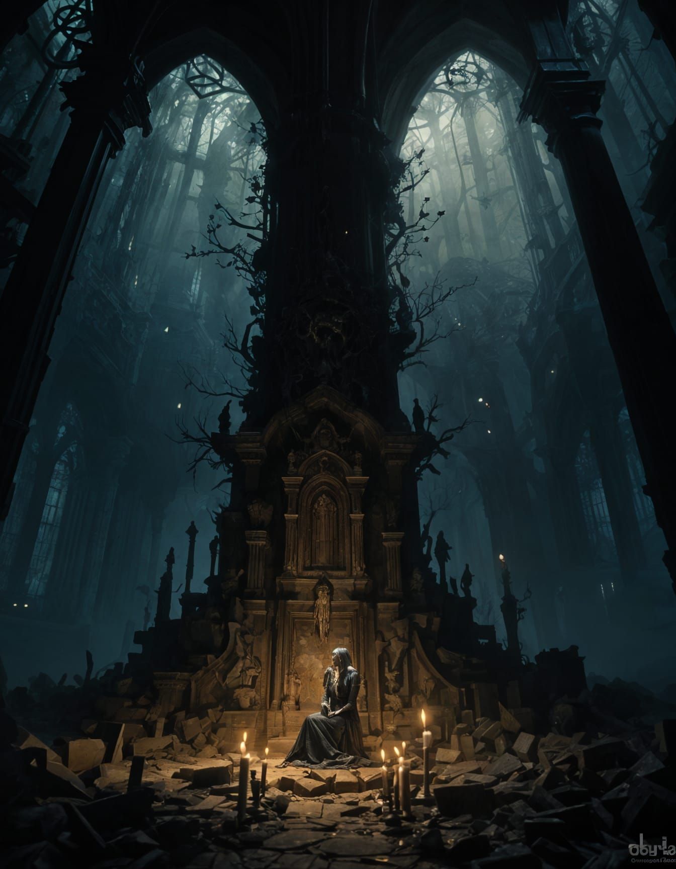 Emo Goddess in Horror Style of Doré and Rutkowski