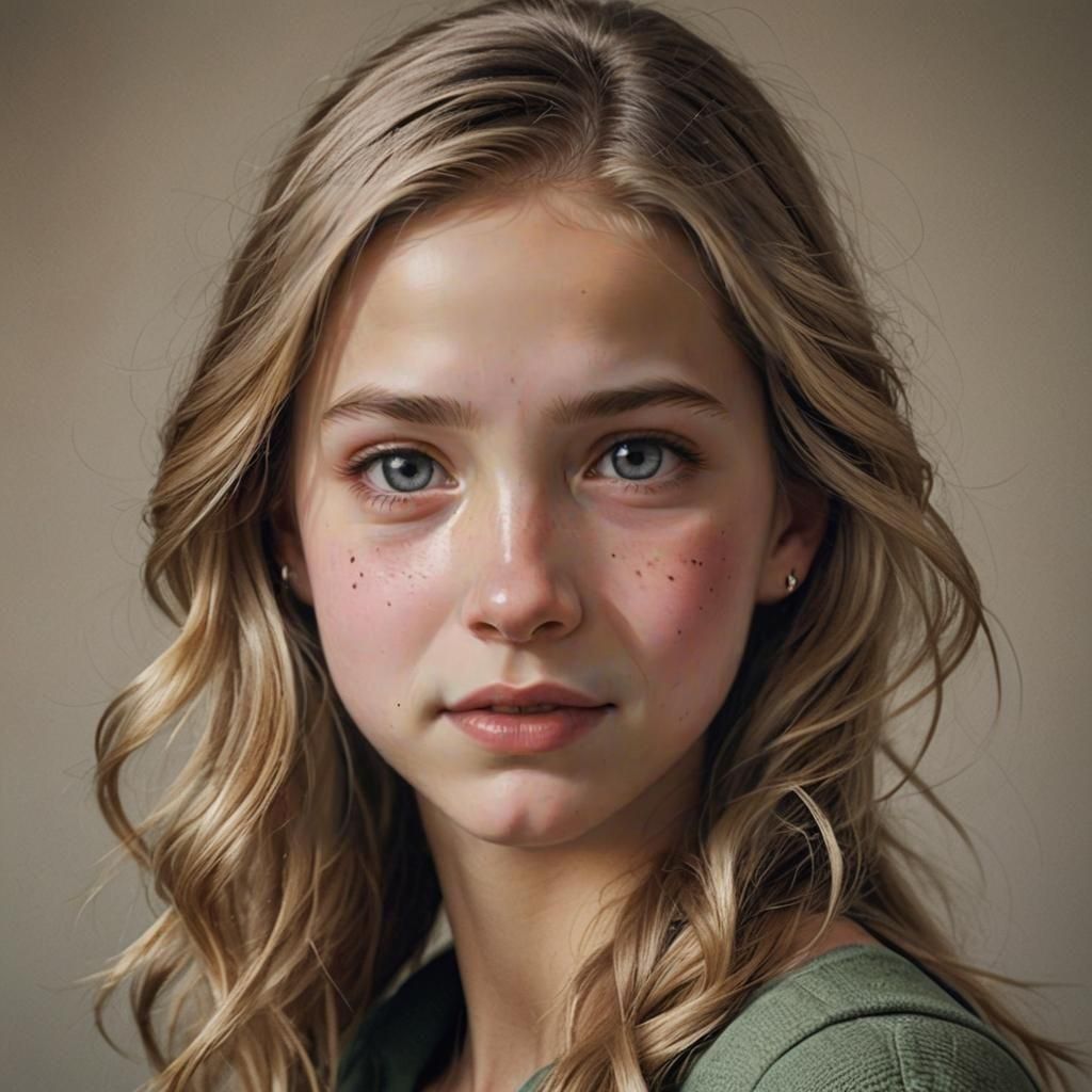 19th Century German Jewish Girl Portrait, Detailed Matte Pai...