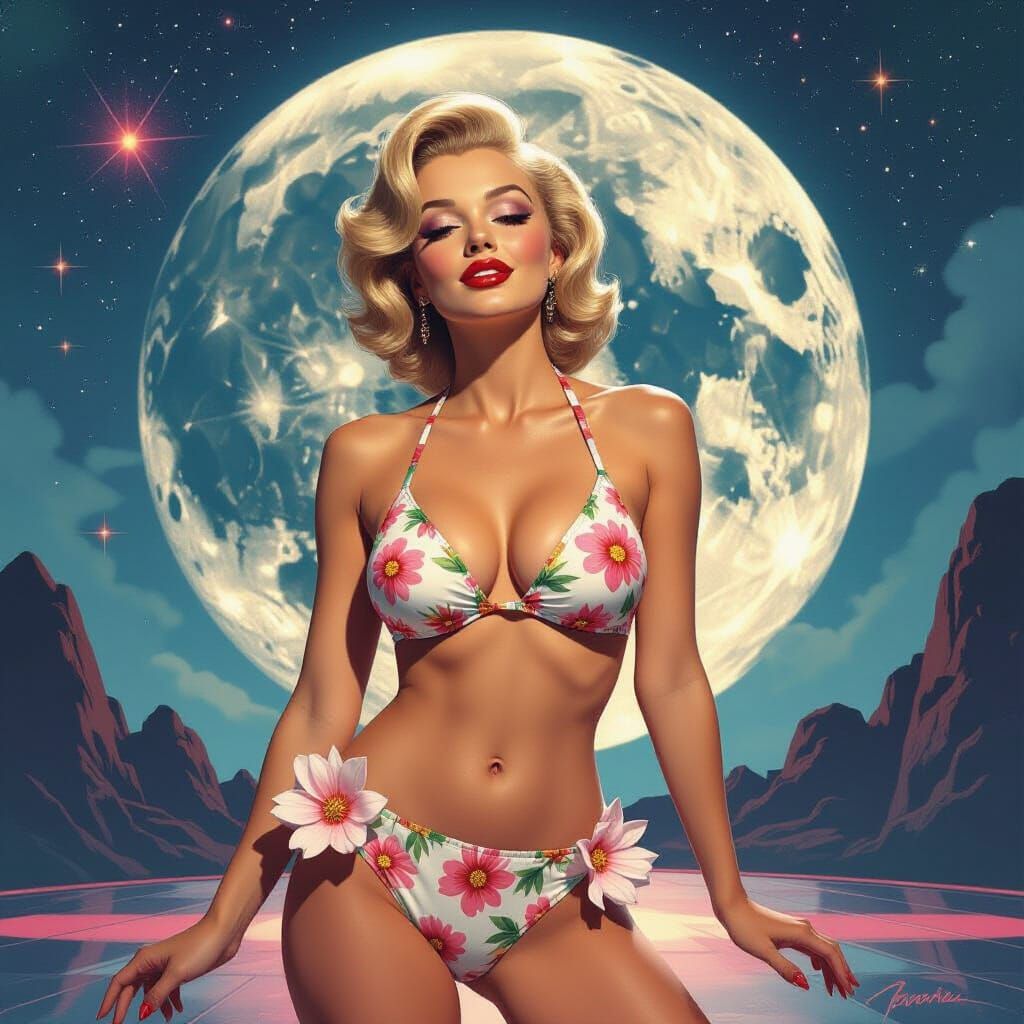 Sci-Fi Pin-Up in Cosmic Dreamscape