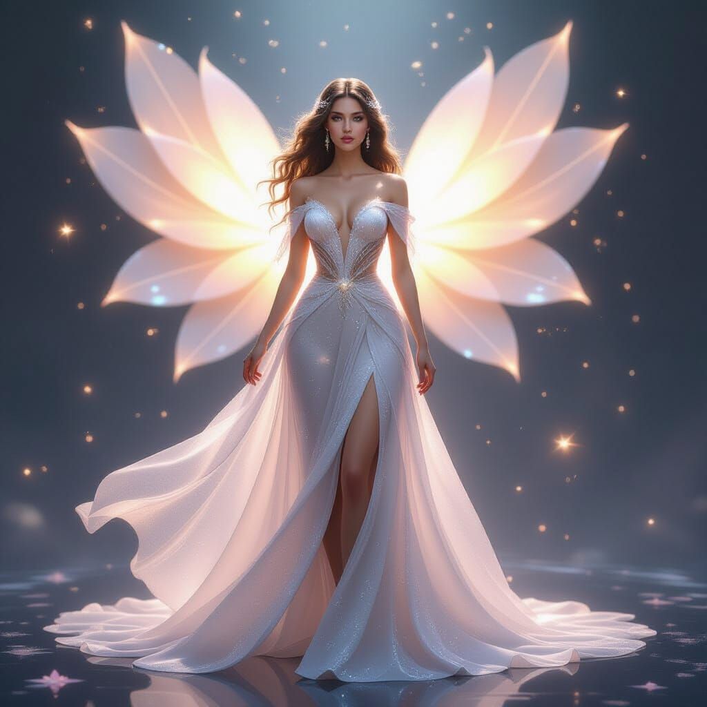 Ethereal Goddess in Stardust Gown
