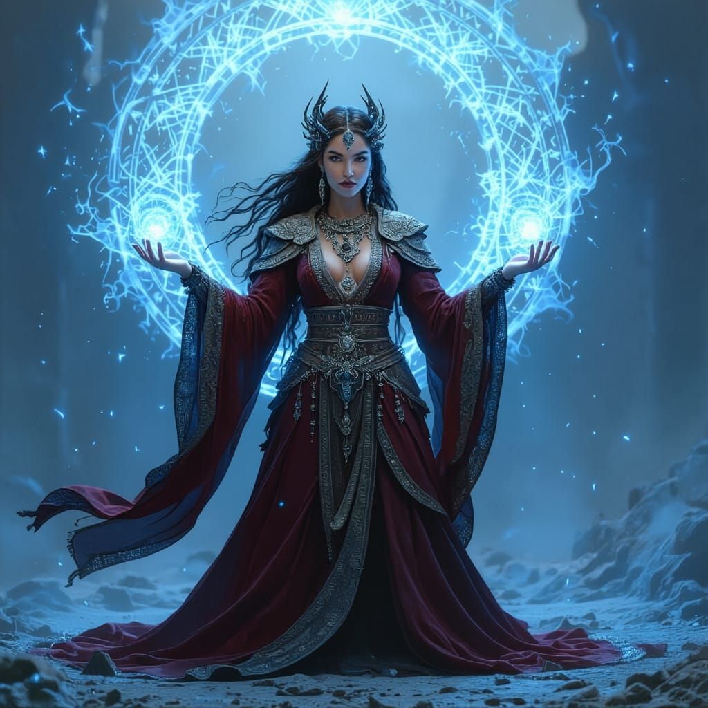 Wise Volva Practicing Seidr in Cinematic Style