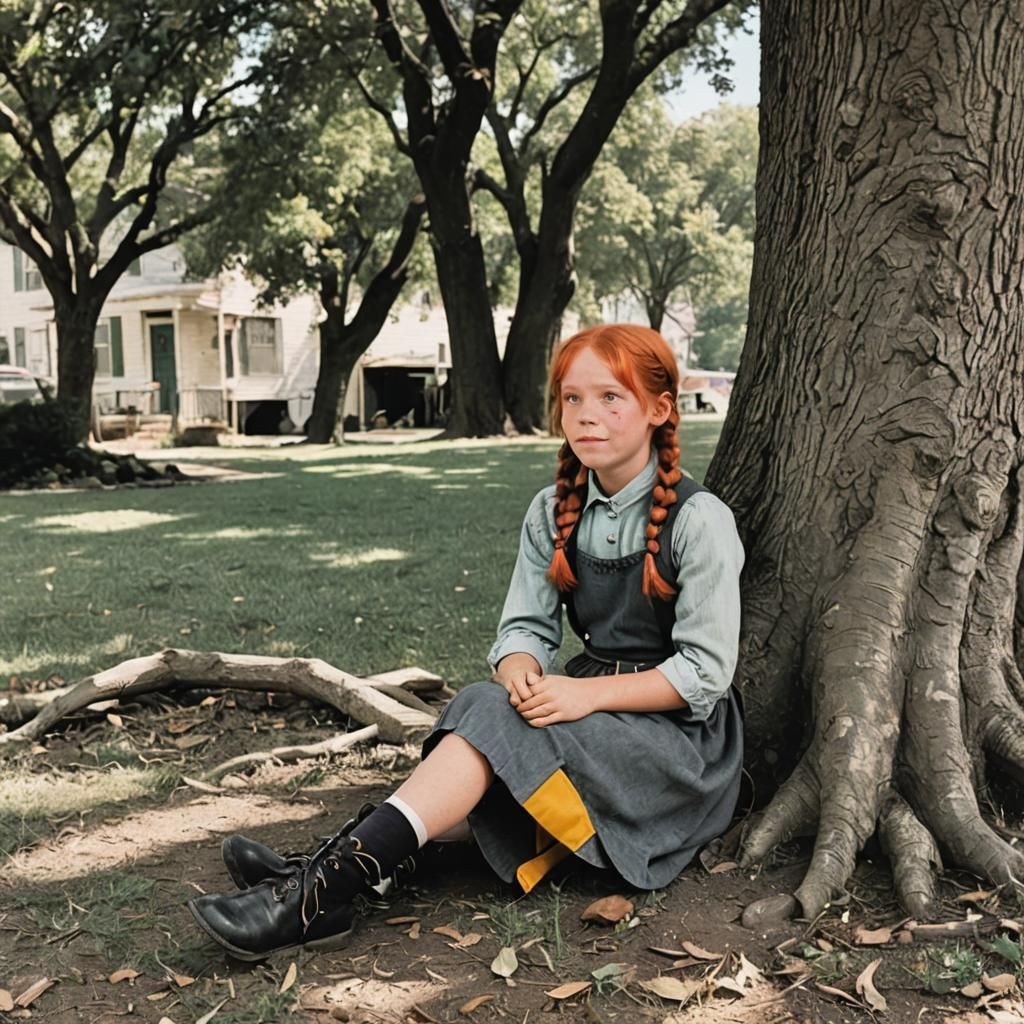 Pippi Longstocking Under a Tree