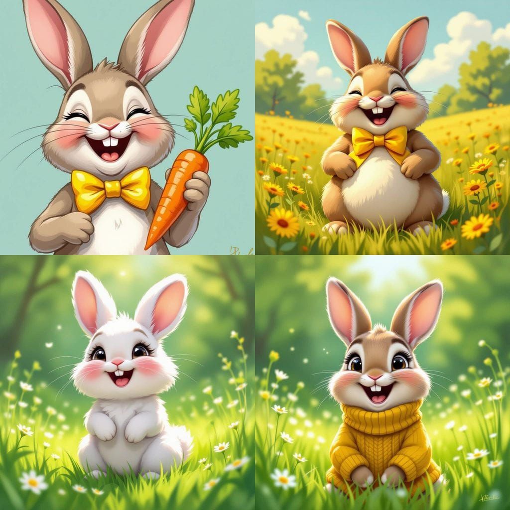 Anthropomorphic Rabbit Laughing: A Cute Character