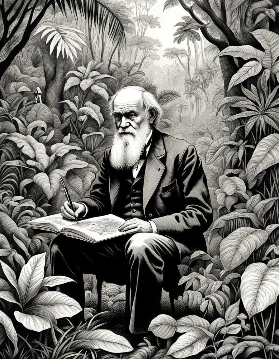 Darwin's Botanical Pen and Ink Jungle Sketch