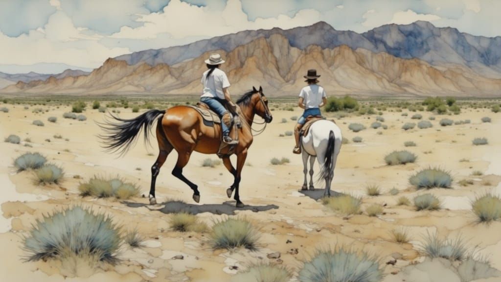 Tabernas Desert Wild West Watercolor Painting