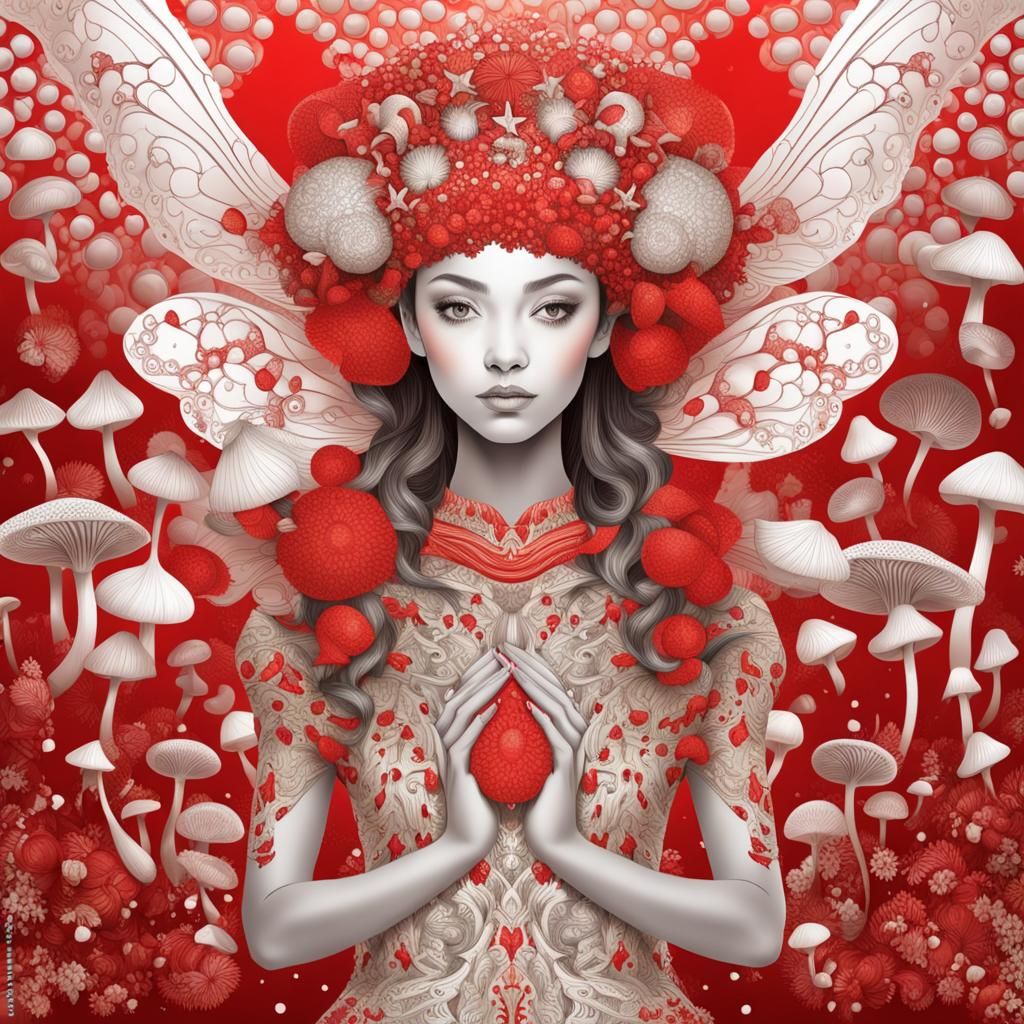 Mushroom Fairy with Amanita Muscaria Crown