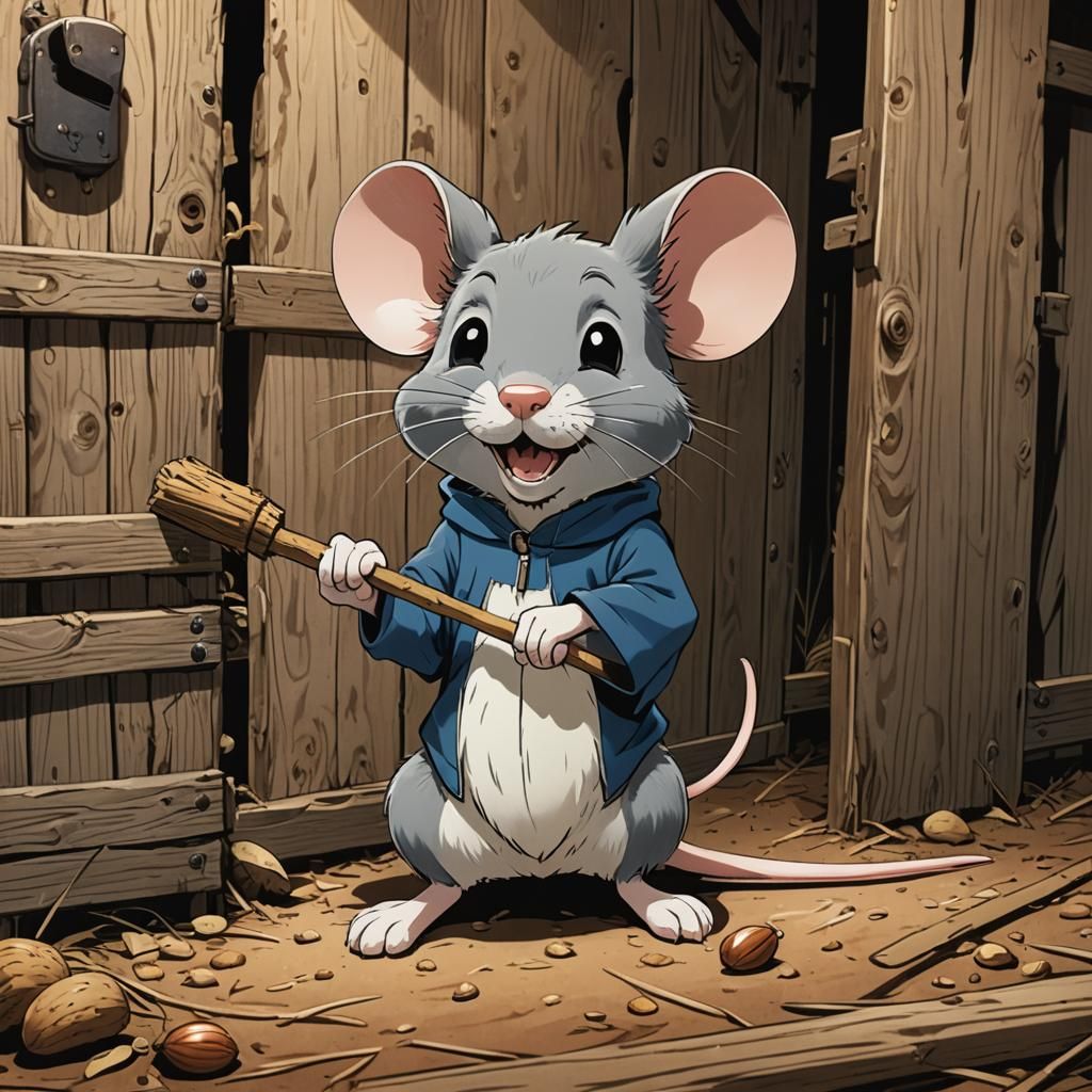 Mouse and Dog in Anime Style Barnyard