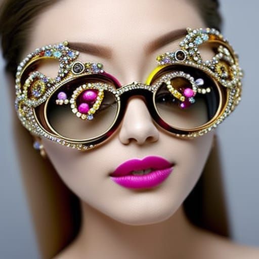 Nerdy Goddess Wearing Ornate Jeweled Eyeglasses