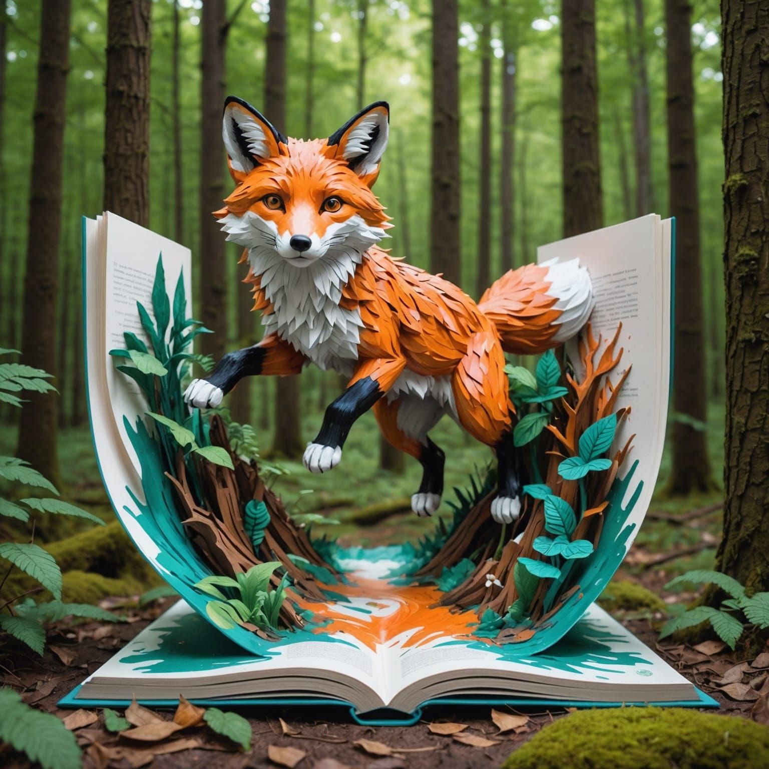 Fox Leaping From Pop-Up Book: Graffiti Art