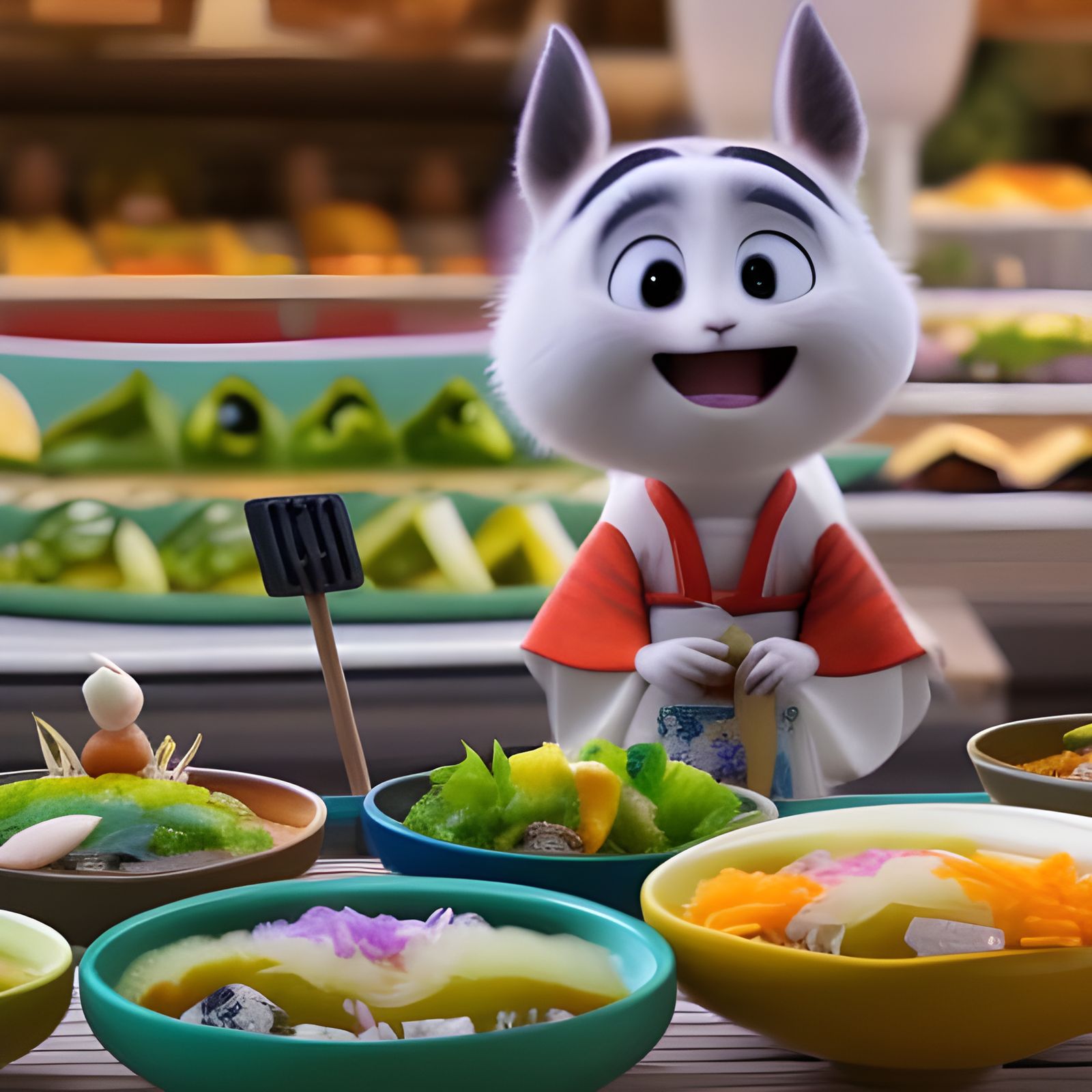 Chinchilla Sushi Chef at Colorful Supermarket