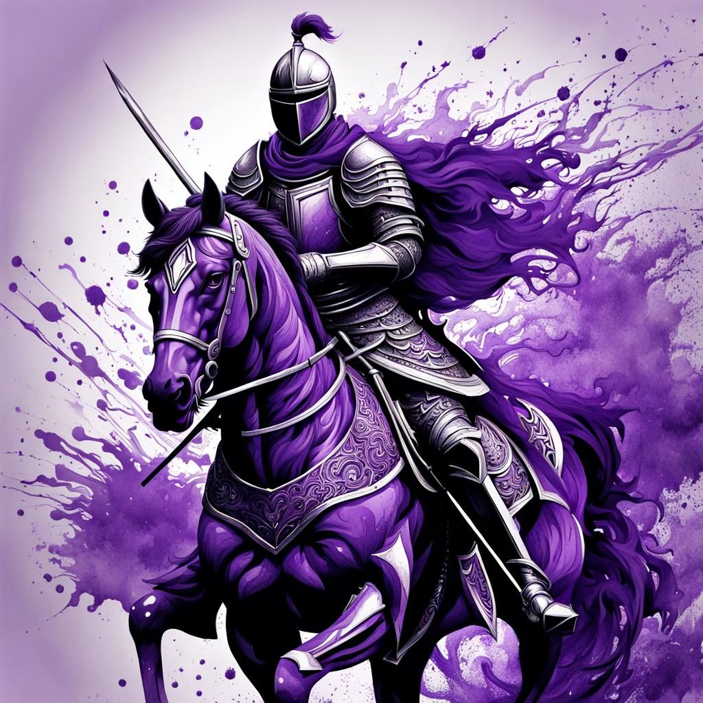 Purple Knight in Ink with Intricate Details