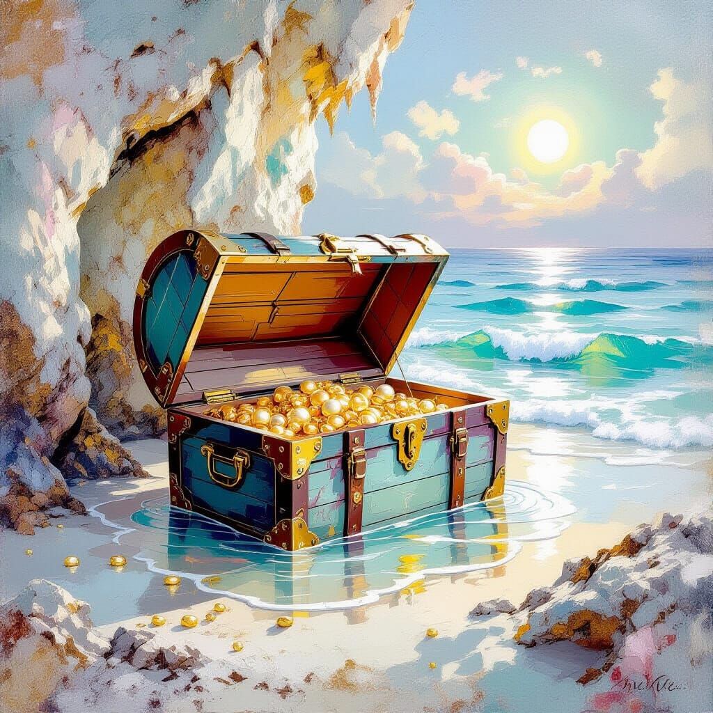 Treasure Chest in Rococo Impressionism Style