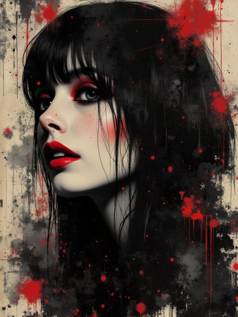 Surreal Gothcore Portrait of a Darkwave Woman