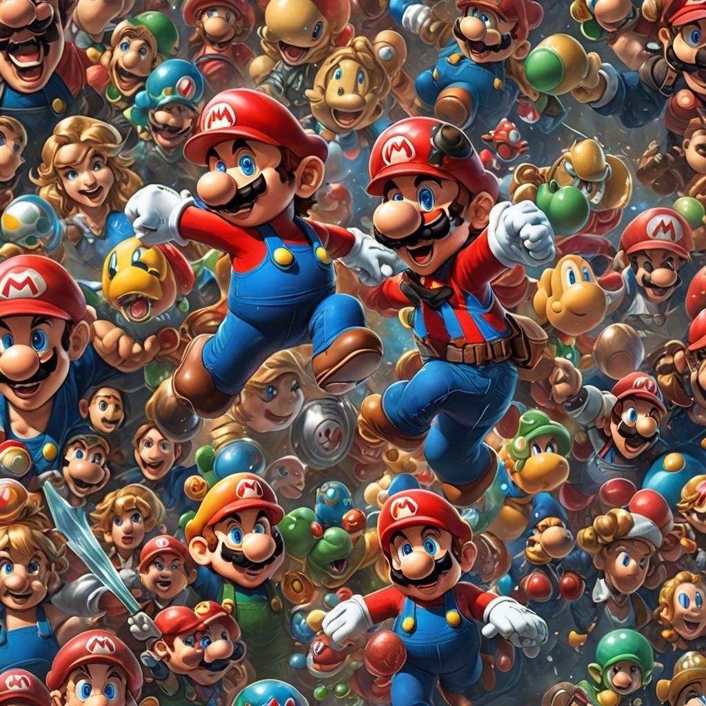 Hyperdetailed Super Mario Portrait in Digital Art Style
