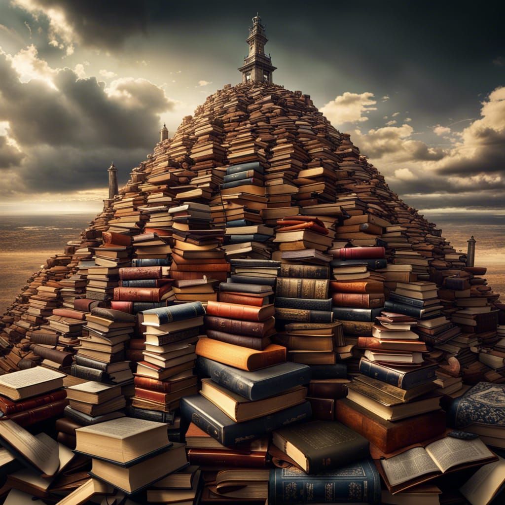 Epic Landscape of Towering Book Structures