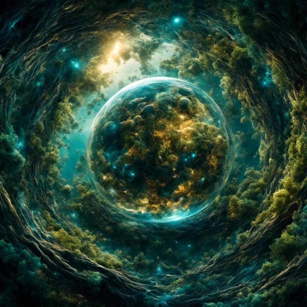 Flying Eco-Dome in Space, Expressive 3D Render