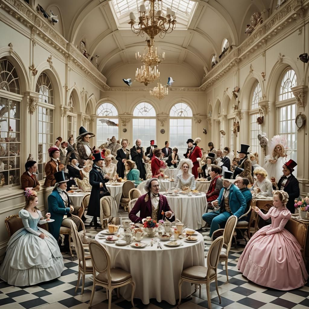 Dramatic Opera Actors' Tea Party in Steampunk Palace