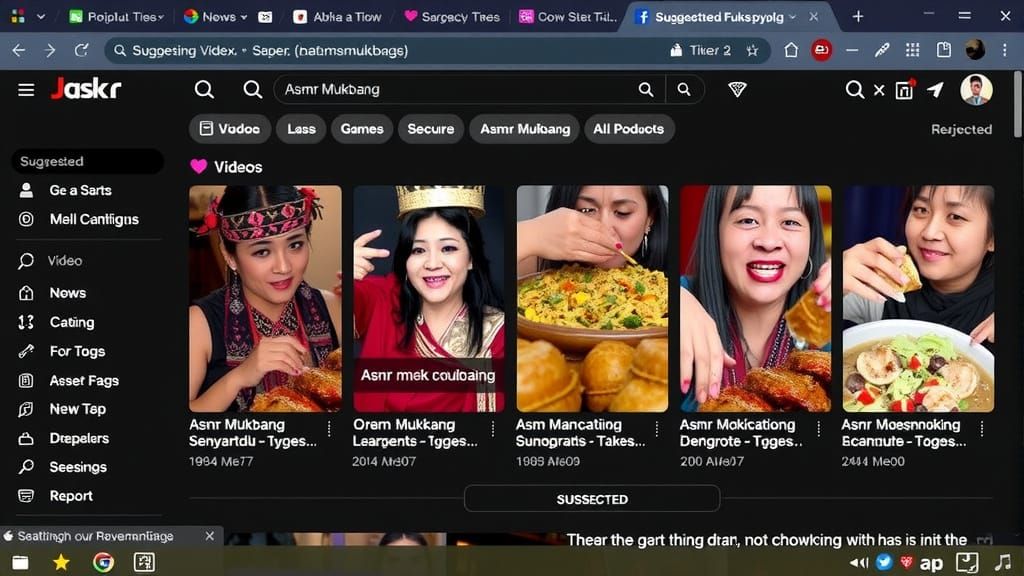 ASMR Mukbang Suggested Videos on Social Media Platform