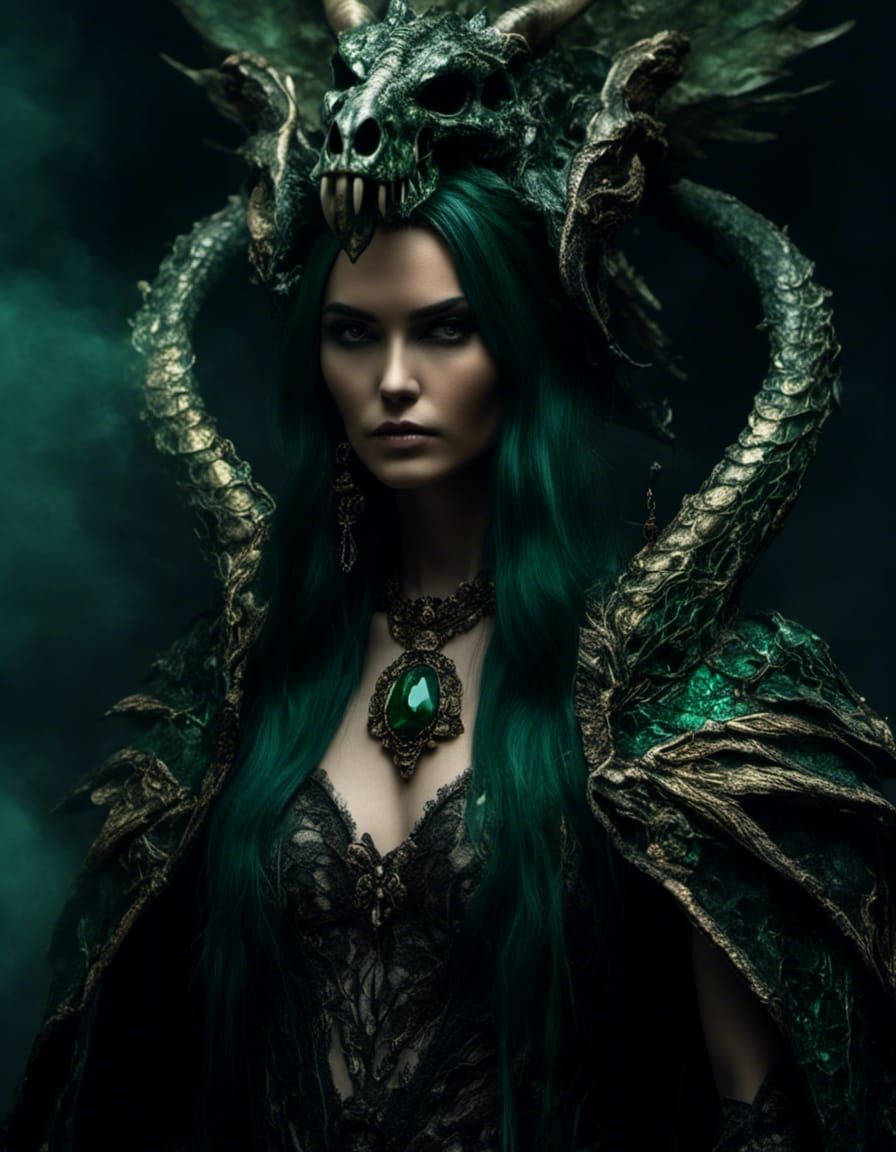 Dragon Skull Girl in Hyperrealistic Fantasy