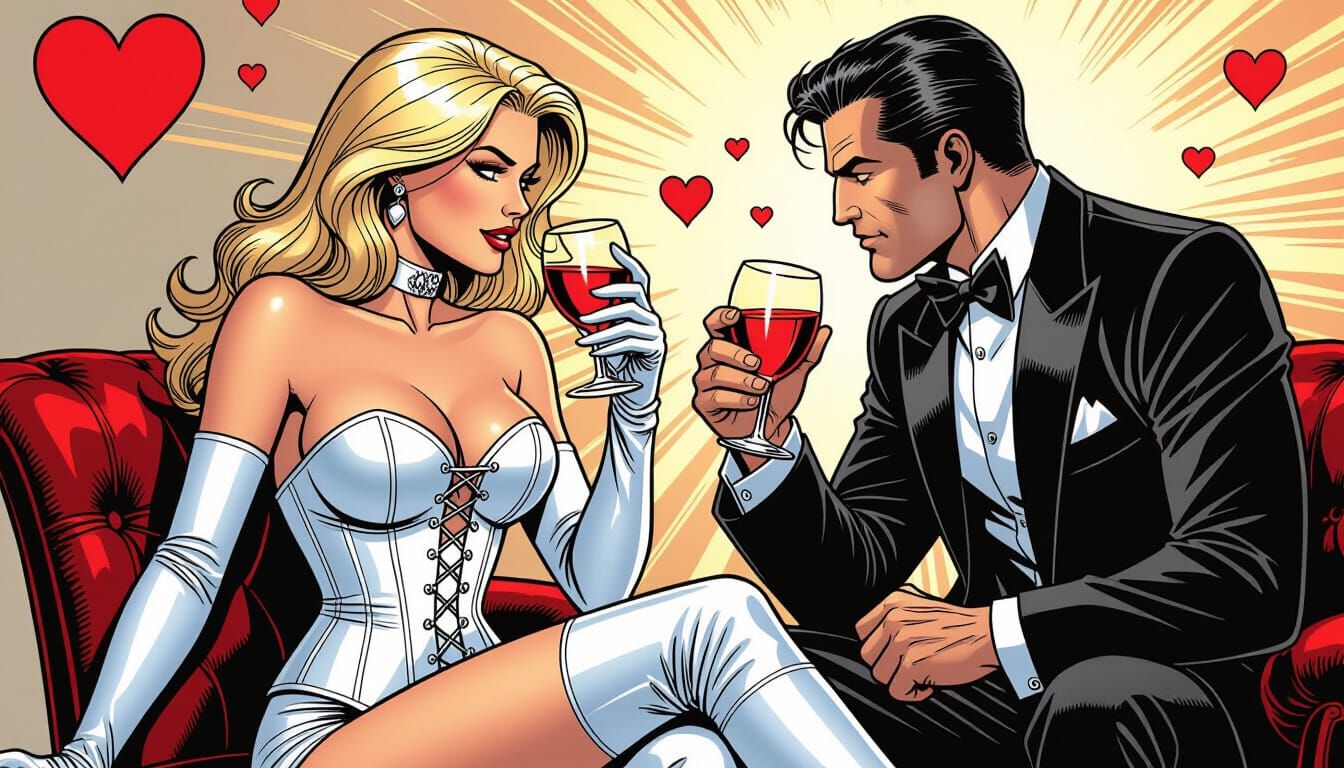 Emma Frost and Sebastian Shaw in Bold Comic Style