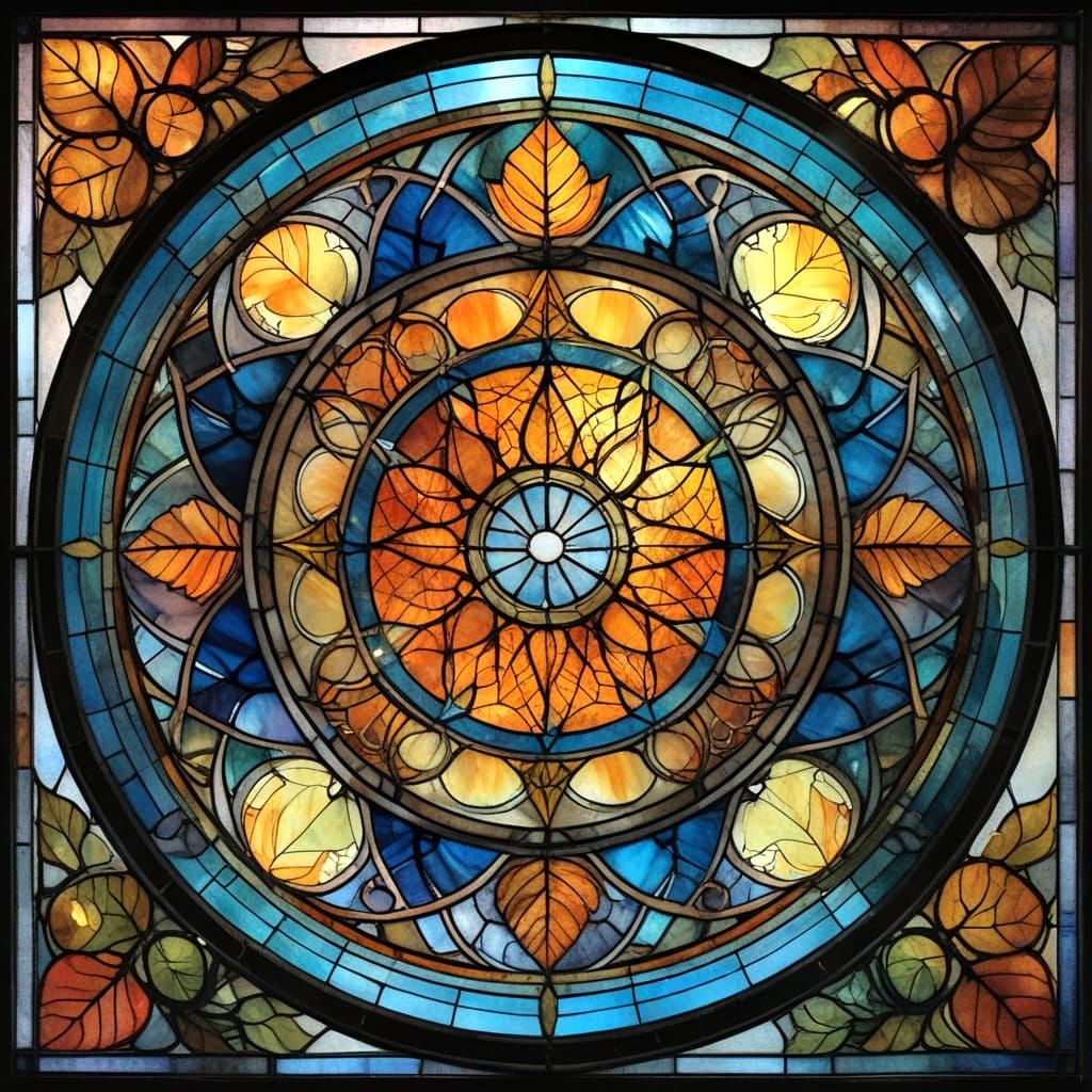 Autumn Equinox Stained Glass Spirograph Art