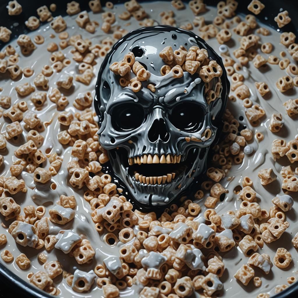 Surreal Soldier Wakes in Cereal: Oil Painting