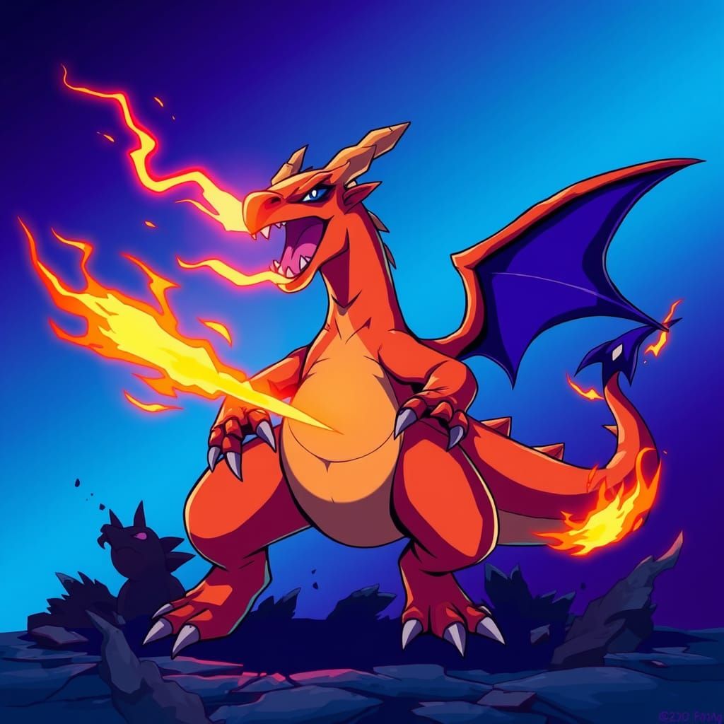 Demonic Charizard in Epic Anime Style