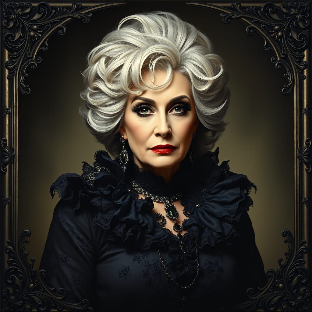 Gothic Dolly Parton Portrait in Victorian Style
