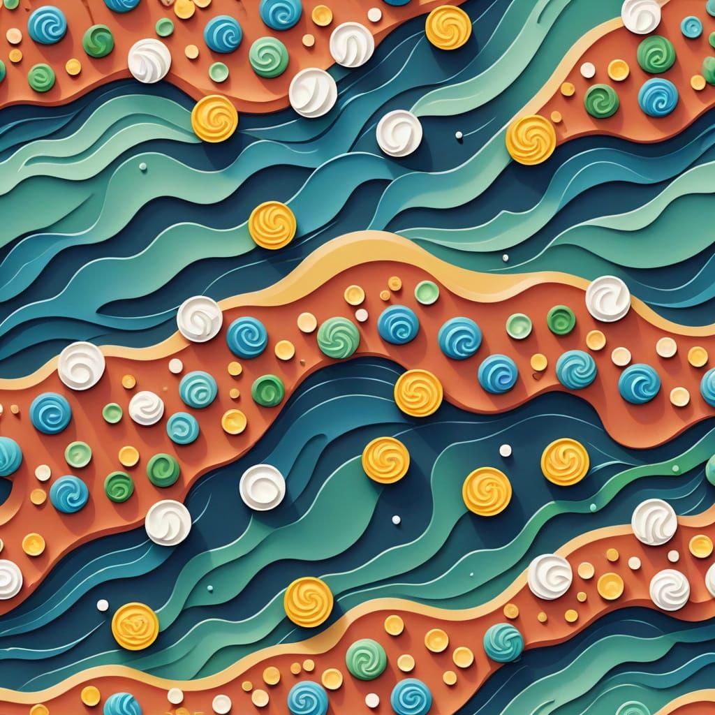 Ecological Illustration of Nurdles and River Waves