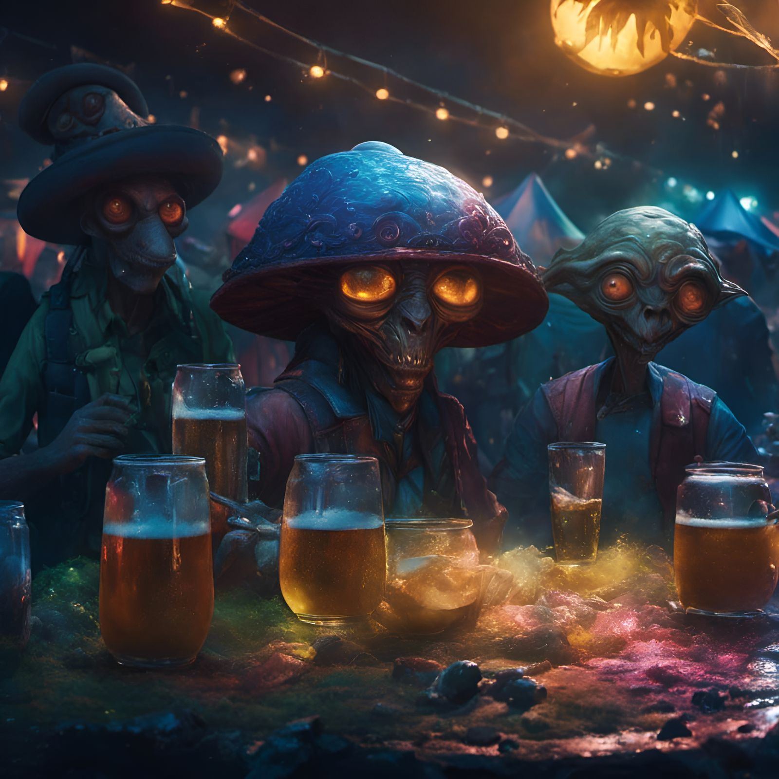 Drunken Aliens Celebrate at Beer Festival