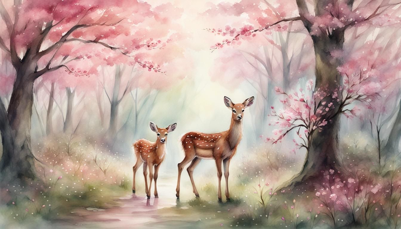 Whispers of Spring in Enchanted Cherry Blossom Woodland