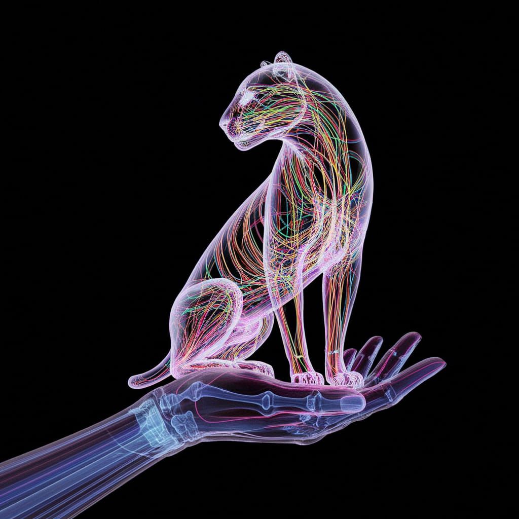 Glowing X-Ray Panther in Cinematic Vignette