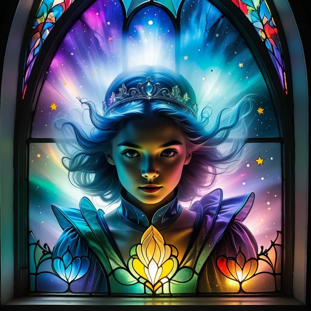 Ghostly Flame Cinderella in Surreal Fantasy Scene