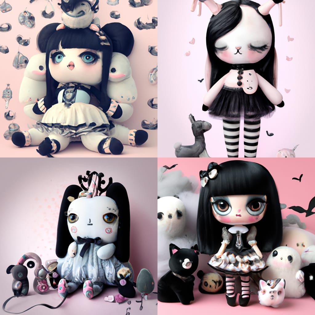 Pastel Goth Plush in Illustrative Style