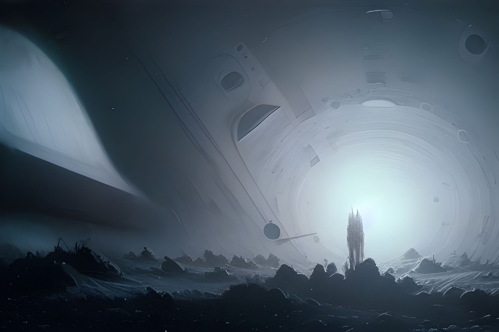 Gargantuan Spacecraft in Deep Space Horror Style