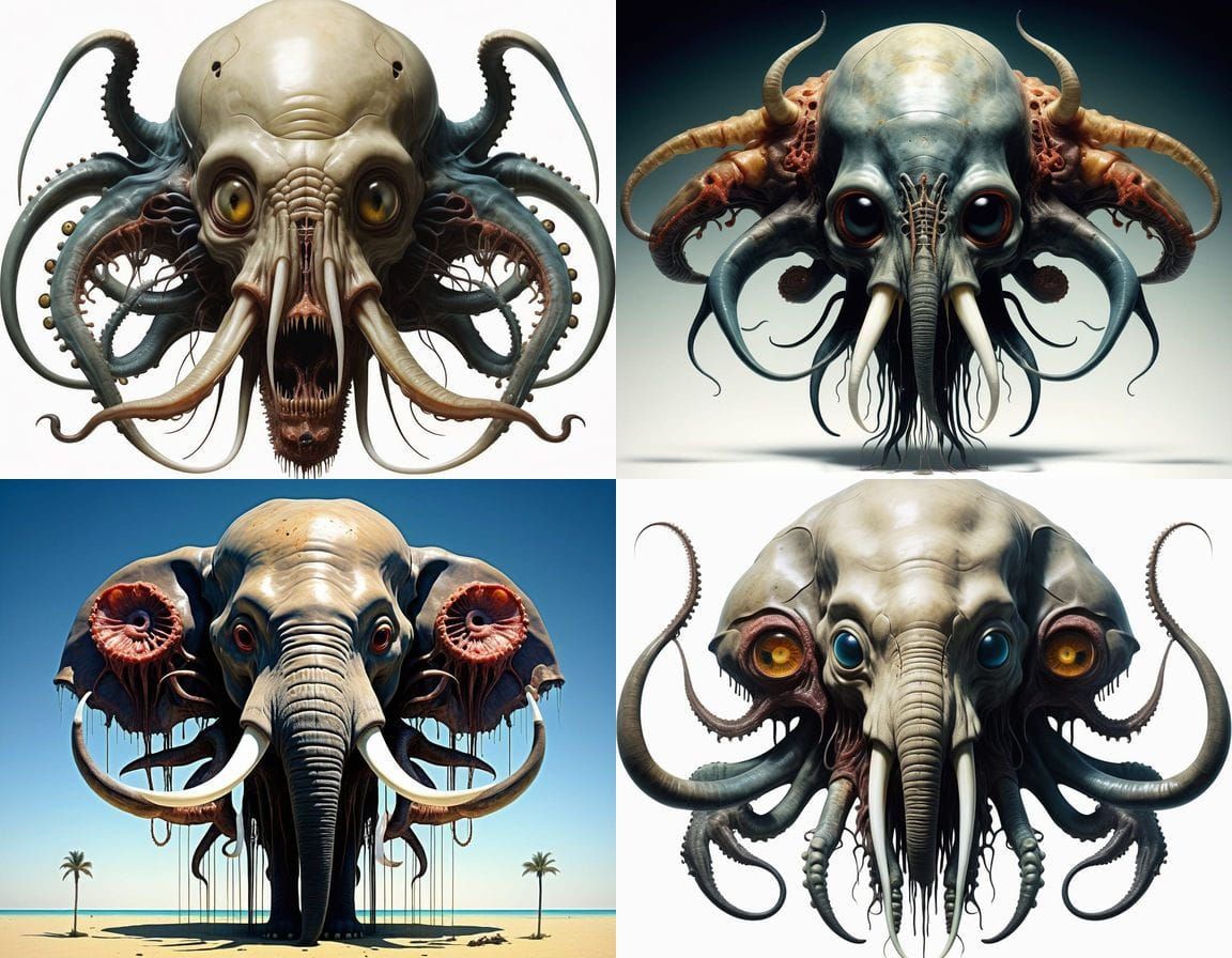 Surreal Biomechanical Horror Creature Art