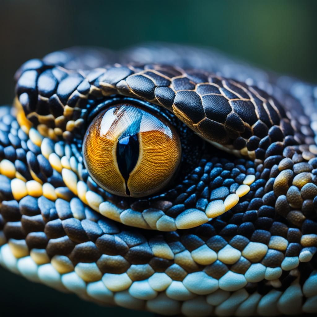Detailed Macro Photograph of Snake Eyes