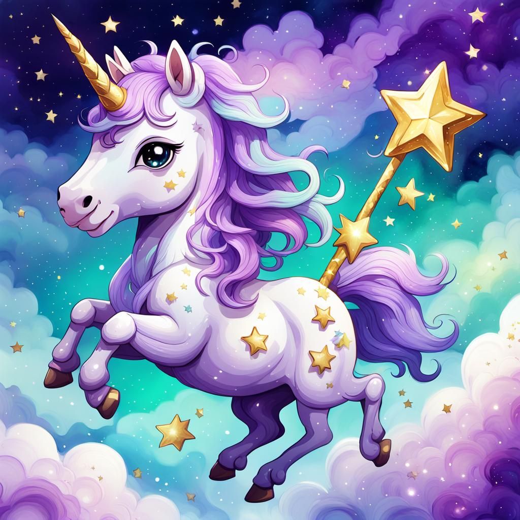 Chibi Unicorn Rider in Digital Fantasy Art